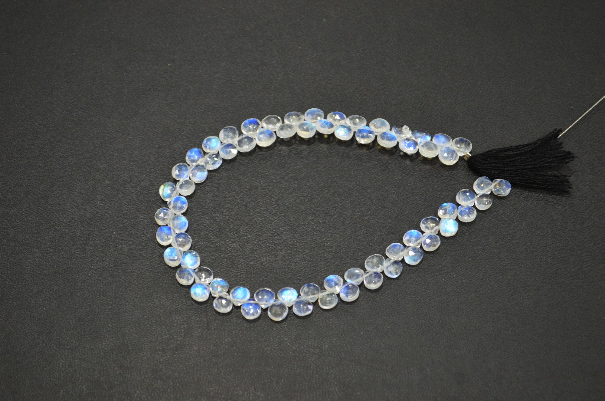 Natural Rainbow Moonstone Heart Shape Beads , 9 Inches , 5.50x5.50 - 6x6 mm , 32219