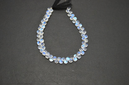 Natural Rainbow Moonstone Heart Shape Beads , 9 Inches , 5.50x5.50 - 6x6 mm , 32219