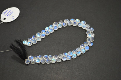 Natural Rainbow Moonstone Heart Shape Beads , 9 Inches , 6.50x6.50 mm , 32220