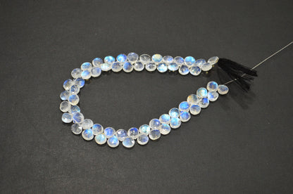 Natural Rainbow Moonstone Heart Shape Beads , 9 Inches , 6.50x6.50 mm , 32220
