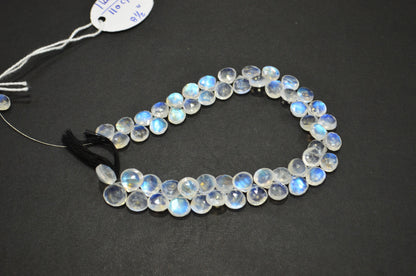 Natural Rainbow Moonstone Heart Shape Beads , 8.50 Inches , 7.50x7.50 - 10x10 mm , 32222