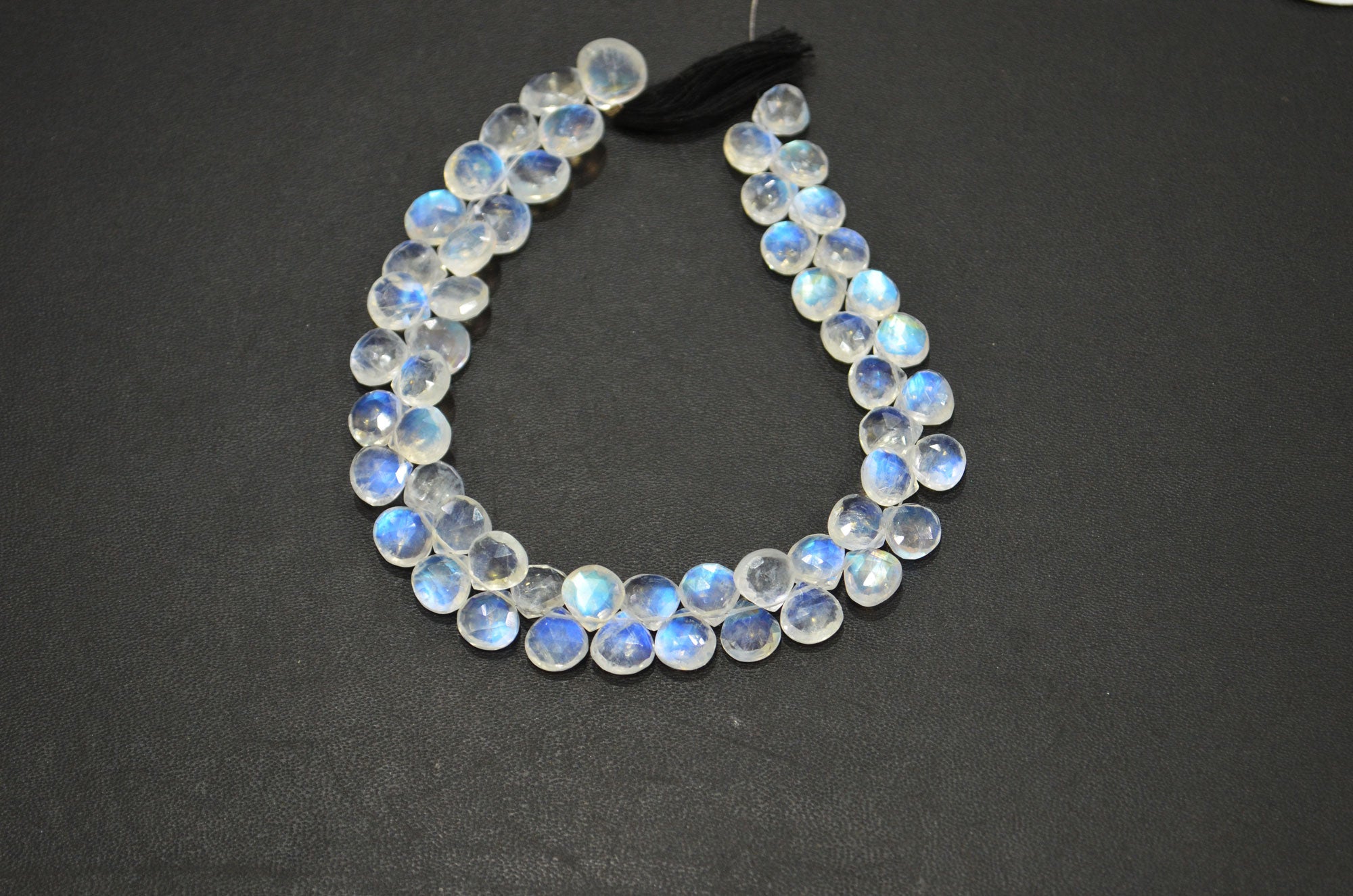 Natural Rainbow Moonstone Heart Shape Beads , 8.50 Inches , 7.50x7.50 - 10x10 mm , 32222