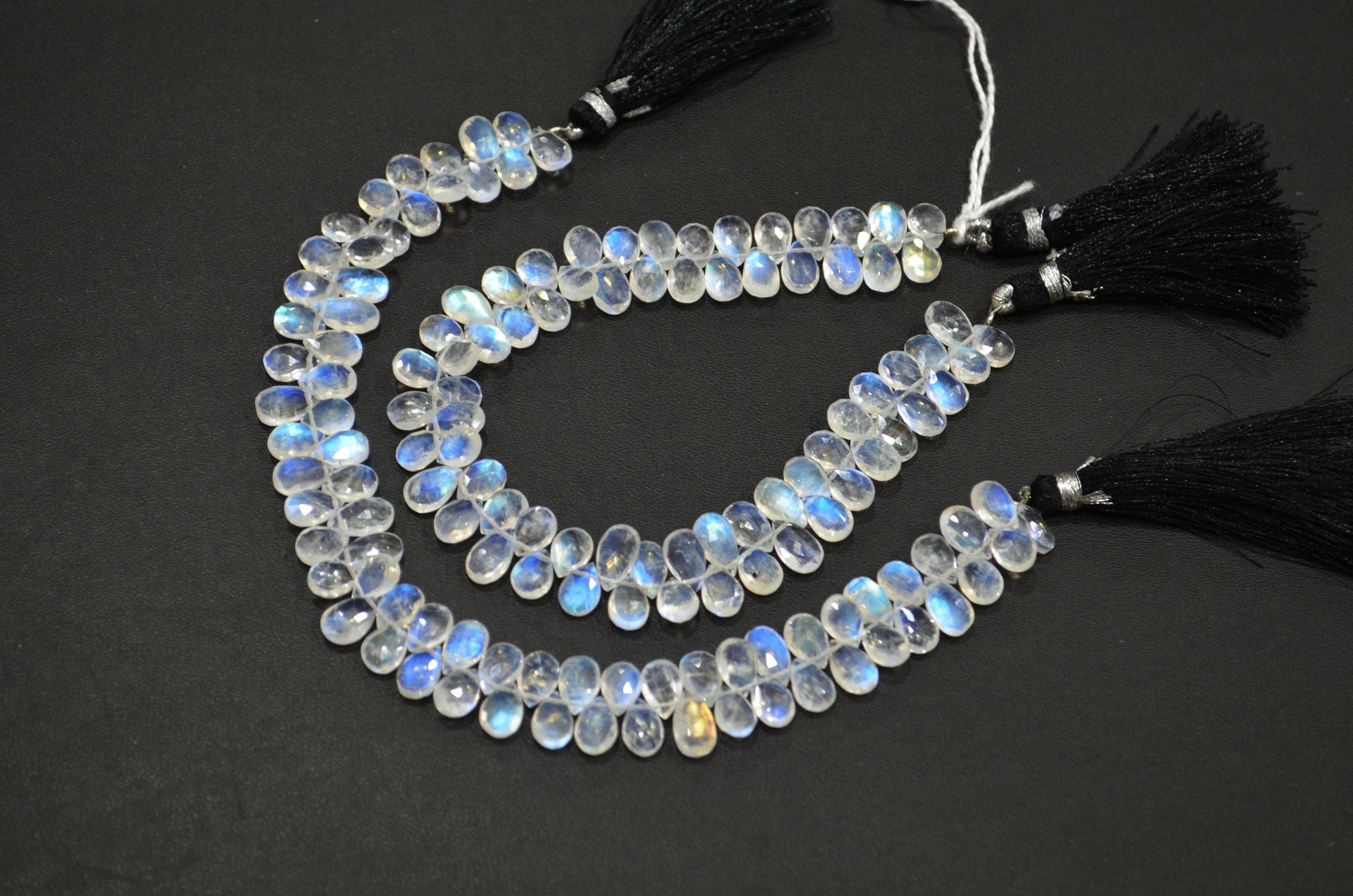 Natural Rainbow Moonstone Pear Shape Beads , Sold By Strand , 8 Inches , 5.50x7 - 5.50x9 mm , 32225