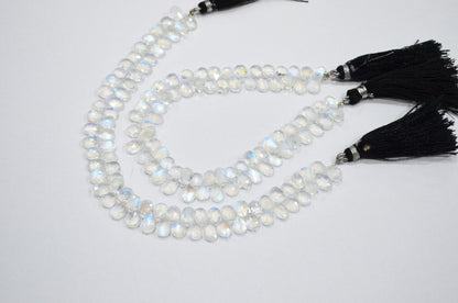 Natural Rainbow Moonstone Pear Shape Beads , Sold By Strand , 8 Inches , 5x8 - 5.50x9 mm , 32227