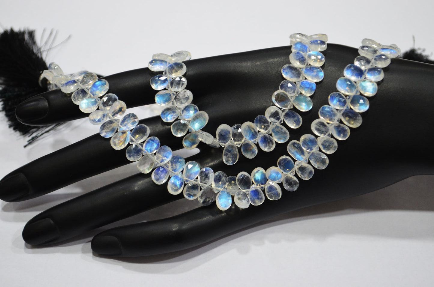 Natural Rainbow Moonstone Pear Shape Beads , Sold By Strand , 8 Inches , 5x8 - 5.50x9 mm , 32227