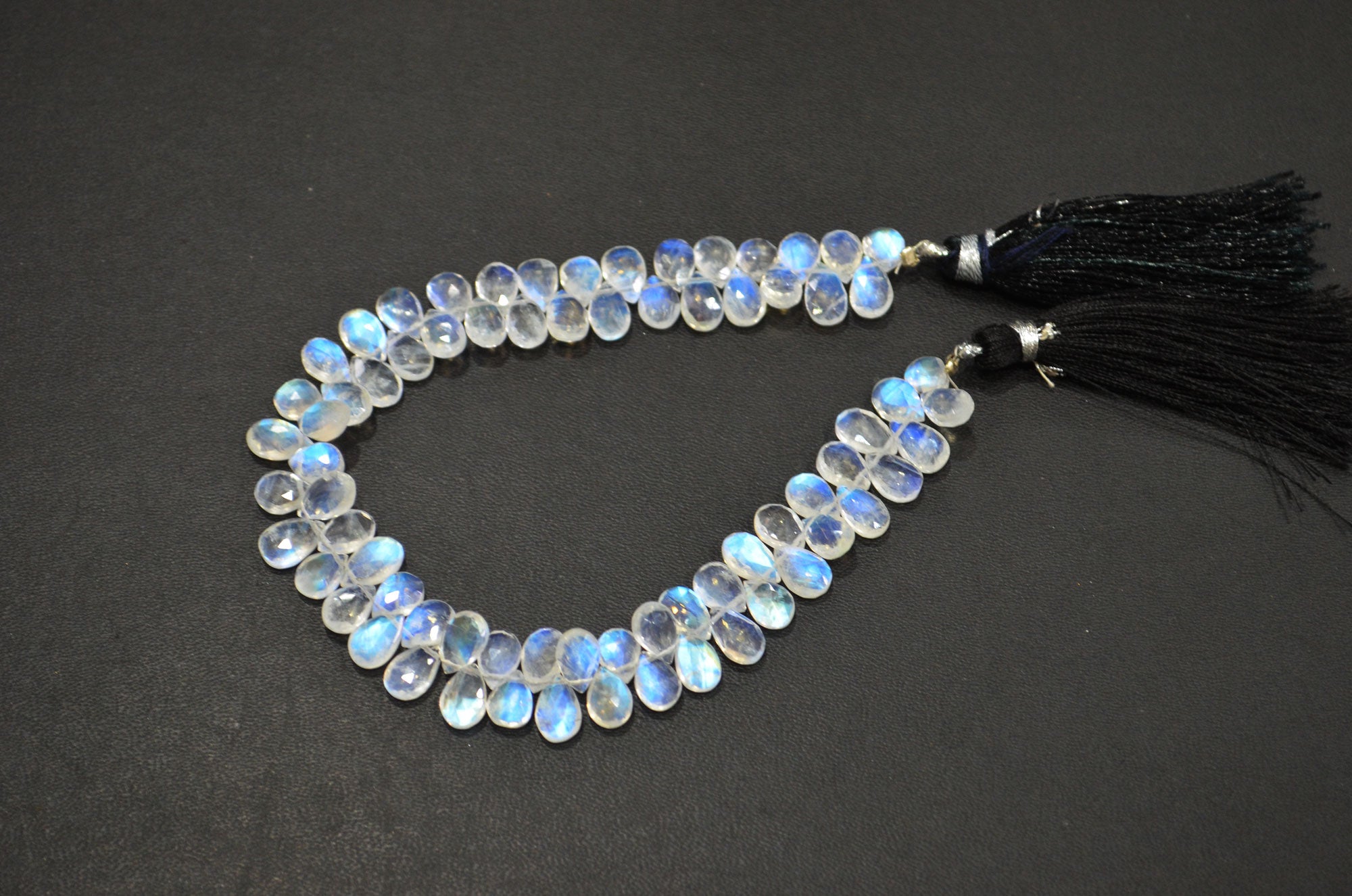 Natural Rainbow Moonstone Pear Shape Beads , Sold By Strand , 8 Inches , 5x8 - 5.50x9 mm , 32227