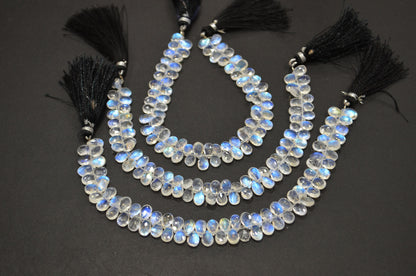 Natural Rainbow Moonstone Pear Shape Beads , Sold By Strand , 8 Inches , 5x8 - 5.50x9 mm , 32227