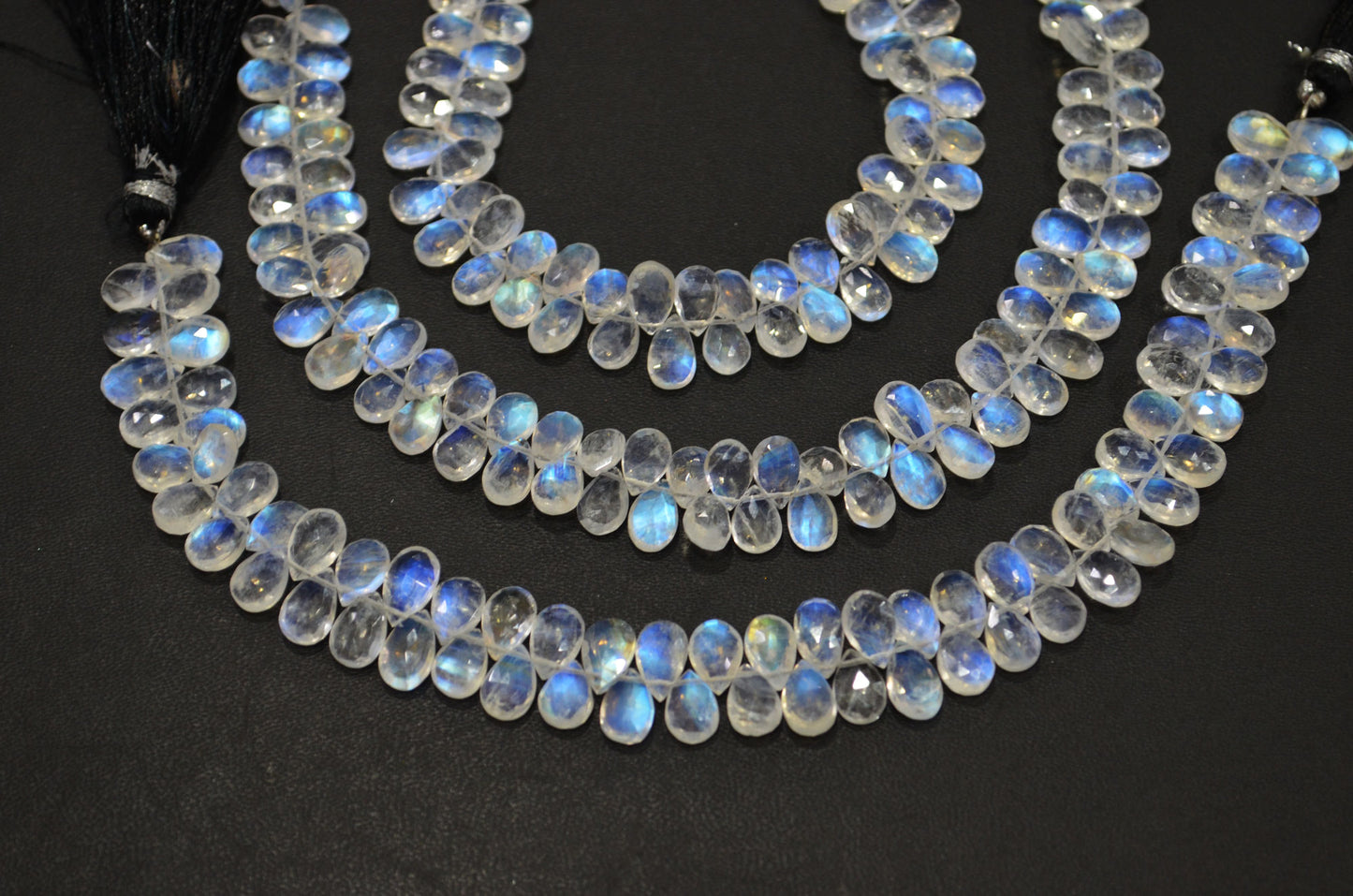 Natural Rainbow Moonstone Pear Shape Beads , Sold By Strand , 8 Inches , 5x8 - 5.50x9 mm , 32227