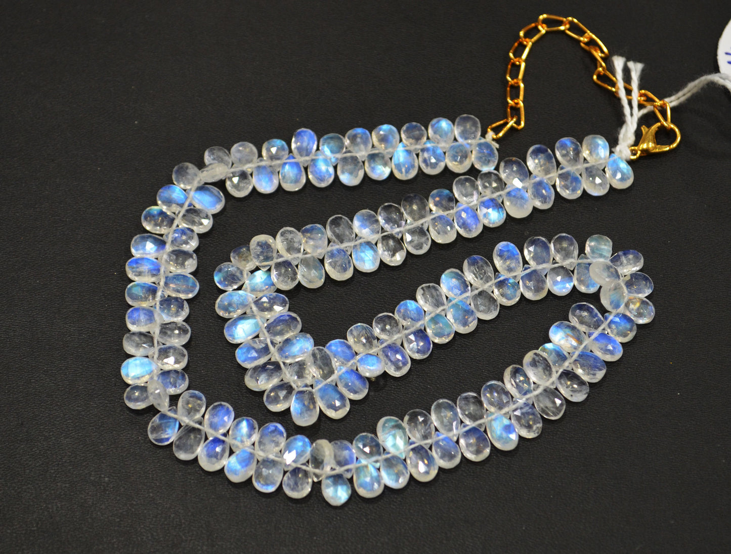 Rainbow Moonstone Faceted Pear Shape Necklace With Lobster Lock And Adjustable Chain , 15.50 Inches , 5x8 mm , 32229