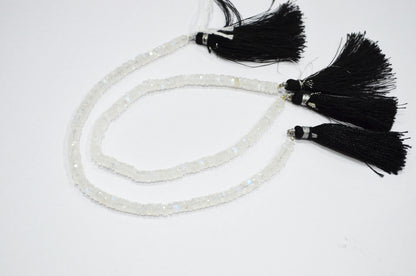 Natural Rainbow Moonstone Heishi Tyre Shape Beads , Sold By Strand , 8 Inches , 5 mm , 32231