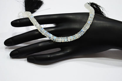 Natural Rainbow Moonstone Heishi Tyre Shape Beads , 8 Inches , 6.75 mm , 32235