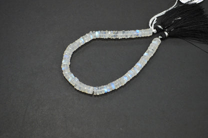 Natural Rainbow Moonstone Heishi Tyre Shape Beads , 8 Inches , 6.75 mm , 32235