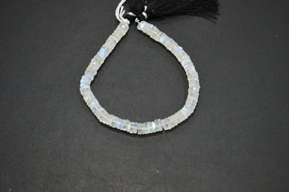 Natural Rainbow Moonstone Heishi Tyre Shape Beads , 8 Inches , 6.75 mm , 32235