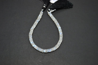 Natural Rainbow Moonstone Heishi Tyre Shape Beads , 8 Inches , 5.45 - 6 mm , 32243