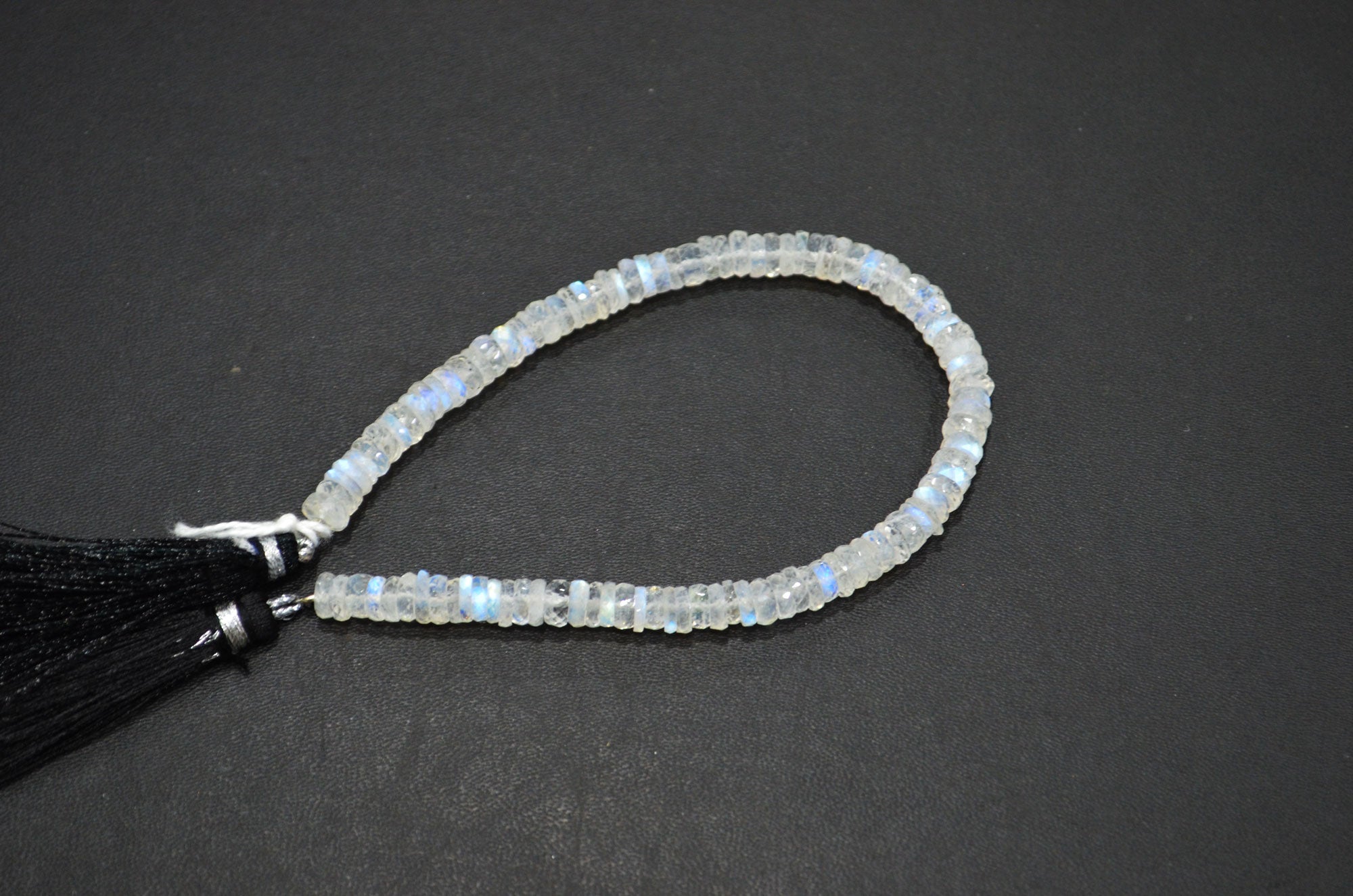 Natural Rainbow Moonstone Heishi Tyre Shape Beads , 8 Inches , 5.45 - 6 mm , 32243