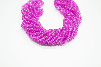 Rainbow Pearl Hot Pink Coated Natural Rock Crystal Uneven Button Shape Smooth Beads , Sold By Strand , 18 Inches , 4.25 - 4.50 mm , 32246