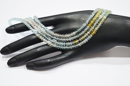 AAA Natural Multi Aquamarine Faceted Rondelle Shape Beads , Sold By Strand , 4.50 mm , 18.50 Inches , 32248