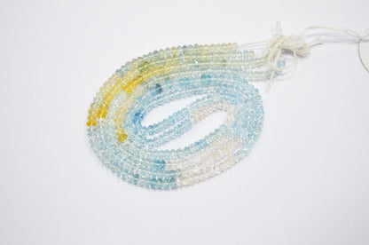AAA Natural Multi Aquamarine Faceted Rondelle Shape Beads , Sold By Strand , 4.50 mm , 18.50 Inches , 32248