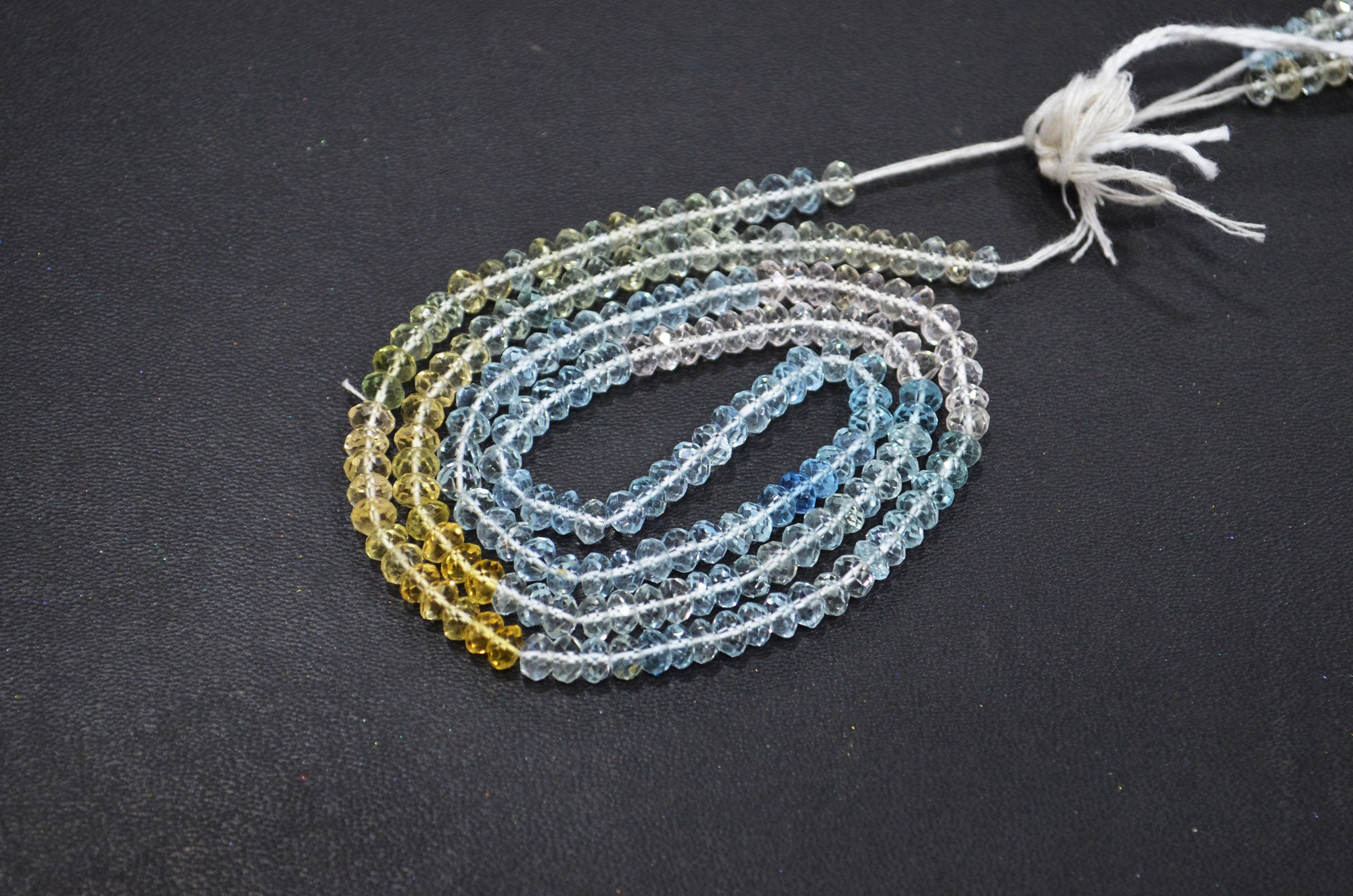 AAA Natural Multi Aquamarine Faceted Rondelle Shape Beads , Sold By Strand , 4.50 mm , 18.50 Inches , 32248