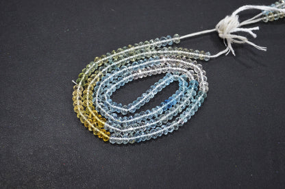 AAA Natural Multi Aquamarine Faceted Rondelle Shape Beads , Sold By Strand , 4.50 mm , 18.50 Inches , 32248