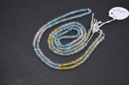 AAA Natural Multi Aquamarine Faceted Rondelle Shape Beads , Sold By Strand , 4.50 mm , 18.50 Inches , 32248