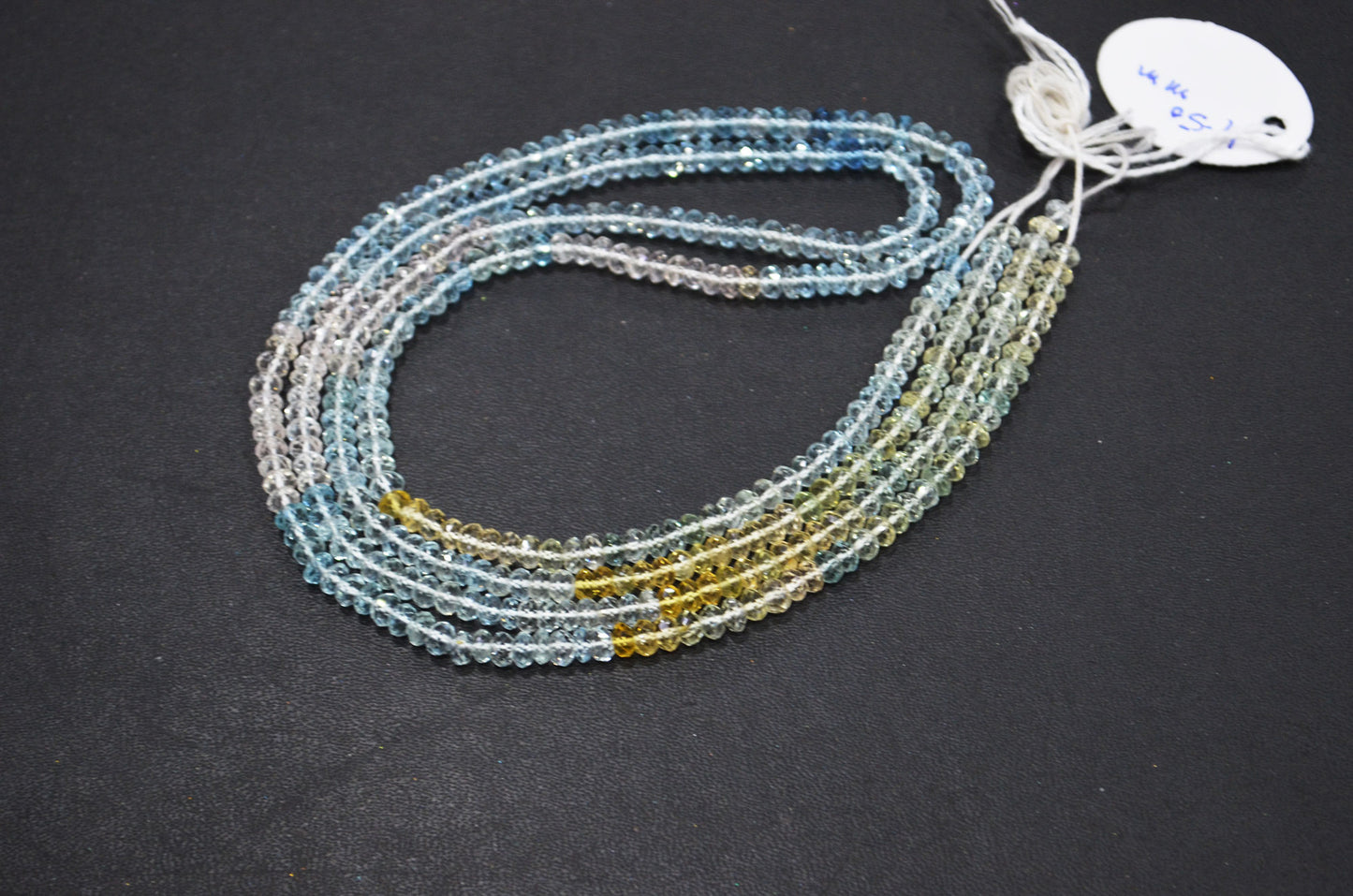 AAA Natural Multi Aquamarine Faceted Rondelle Shape Beads , Sold By Strand , 4.50 mm , 18.50 Inches , 32248