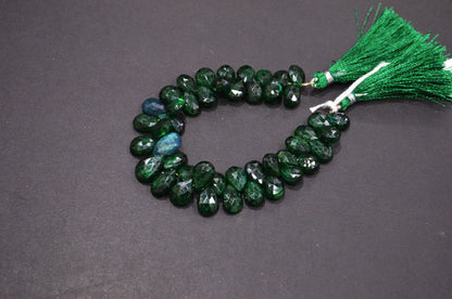 Emerald Color Coated Labradorite Pear Shape Beads , 7 Inches , 7.50x10 - 9.50x14 mm , 32250