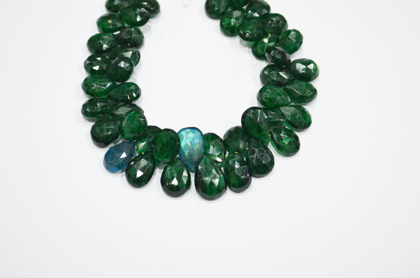 Emerald Color Coated Labradorite Pear Shape Beads , 7 Inches , 7.50x10 - 9.50x14 mm , 32250