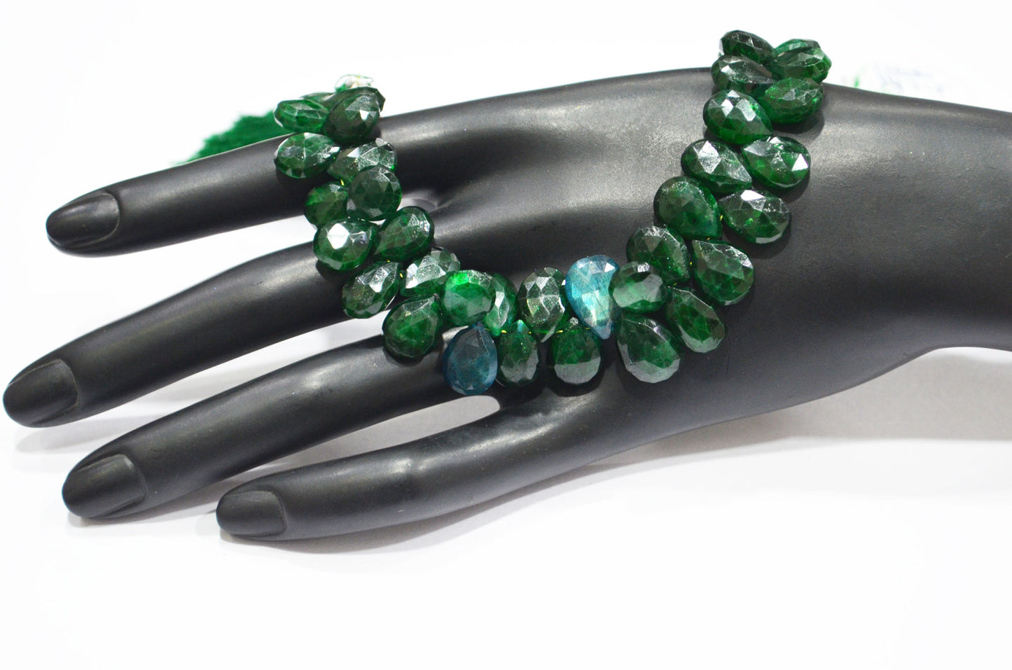 Emerald Color Coated Labradorite Pear Shape Beads , 7 Inches , 7.50x10 - 9.50x14 mm , 32250