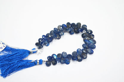 Sapphire Color Coated Labradorite Pear Shape Beads , 7 Inches , 7.50x9.50 - 8x12 mm , 32255