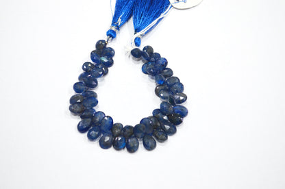 Sapphire Color Coated Labradorite Pear Shape Beads , 7 Inches , 7.50x9.50 - 8x12 mm , 32255