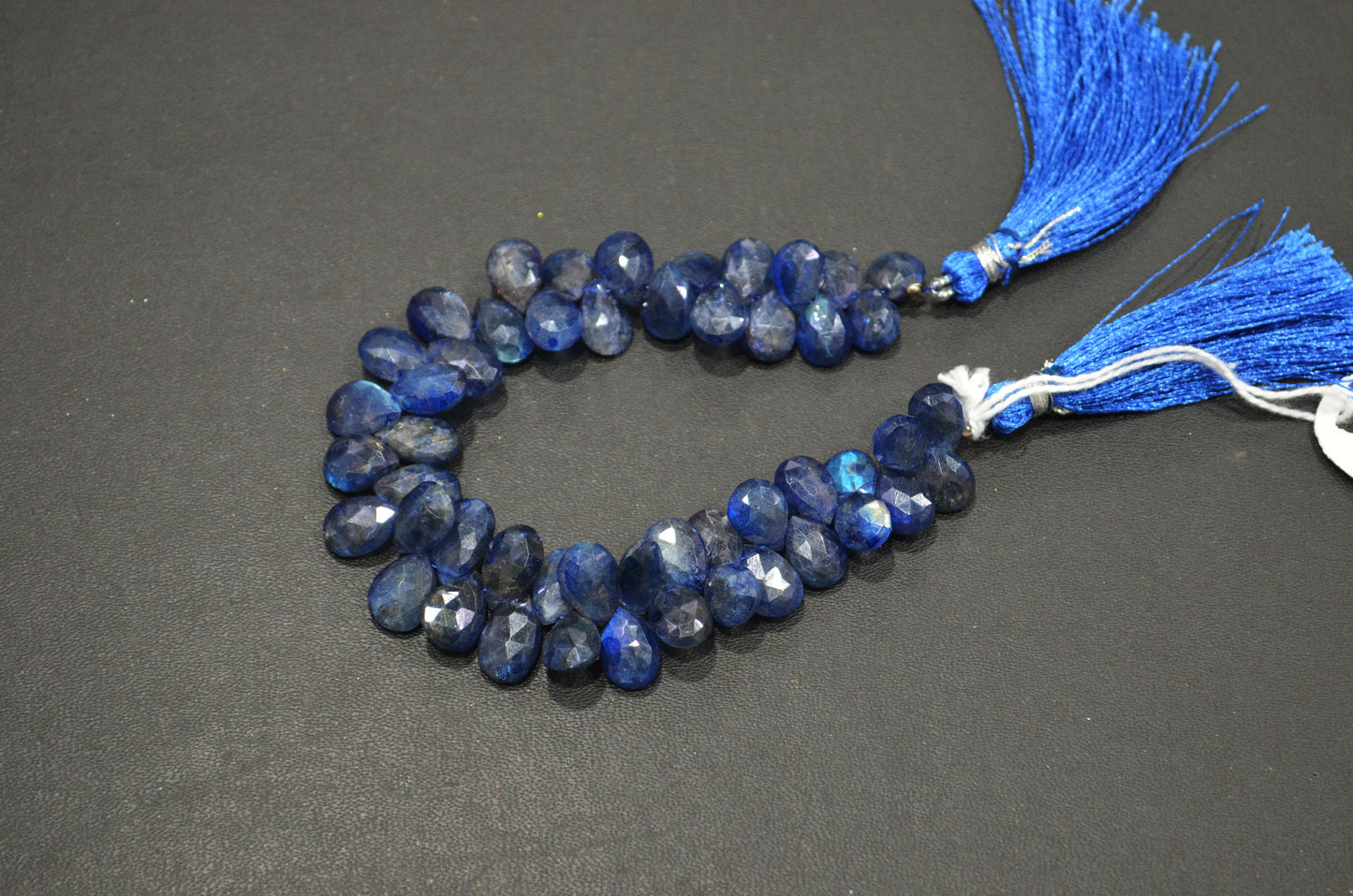 Sapphire Color Coated Labradorite Pear Shape Beads , 7 Inches , 7.50x9.50 - 8x12 mm , 32255