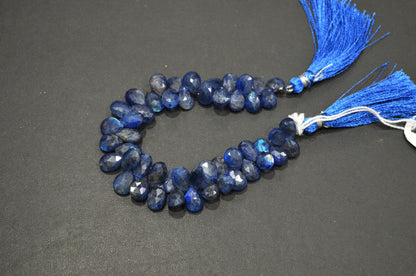 Sapphire Color Coated Labradorite Pear Shape Beads , 7 Inches , 7.50x9.50 - 8x12 mm , 32255