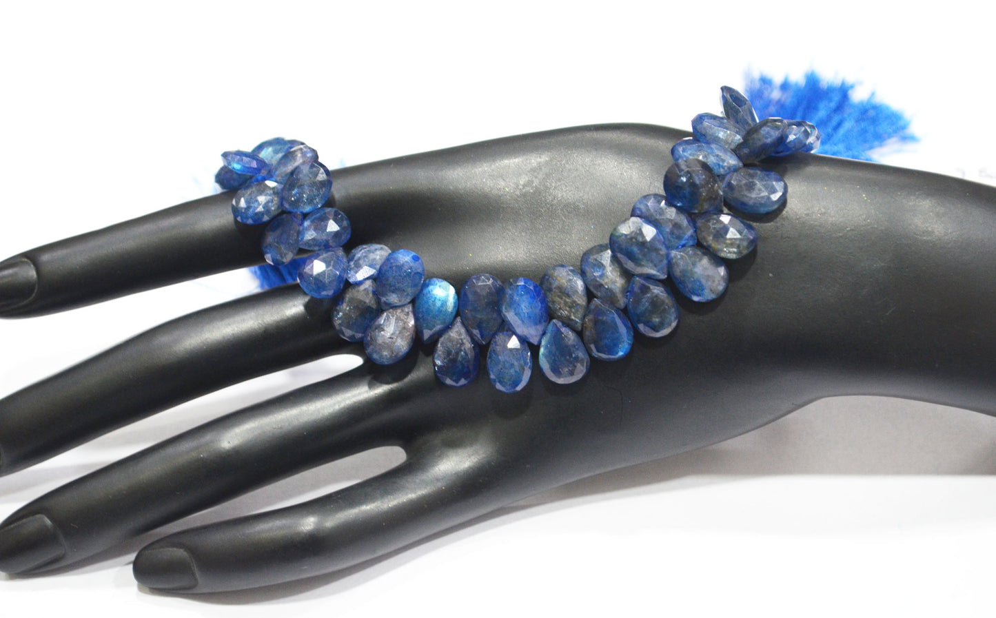 Sapphire Color Coated Labradorite Pear Shape Beads , 7 Inches , 7.50x9.50 - 8x12 mm , 32255