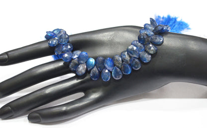 Sapphire Color Coated Labradorite Pear Shape Beads , 7 Inches , 7.50x9.50 - 8x12 mm , 32255