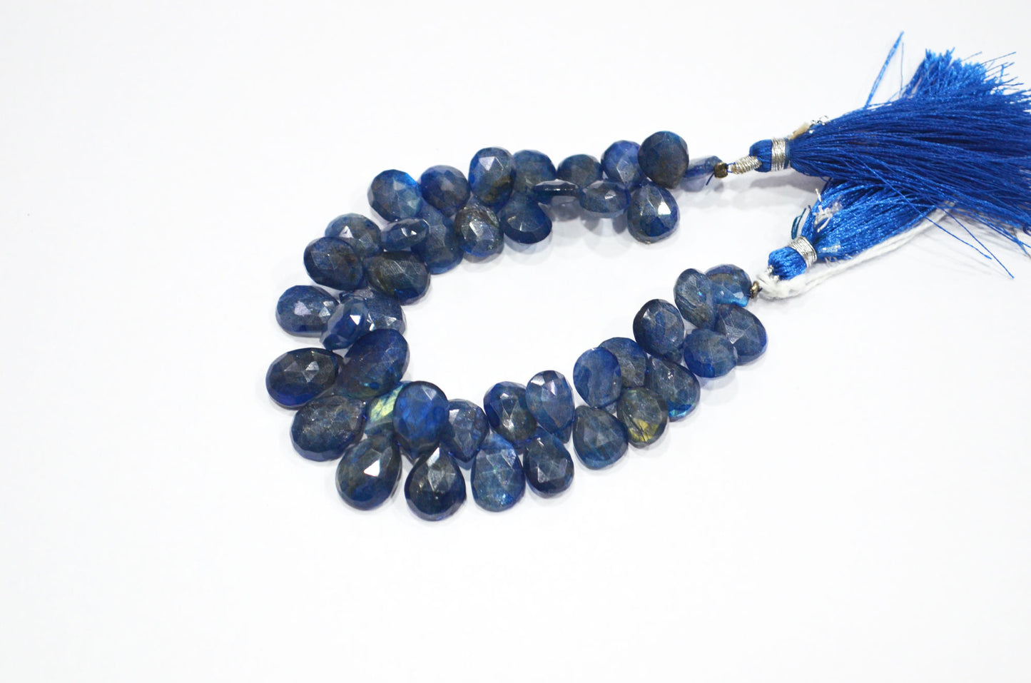 Sapphire Color Coated Labradorite Pear Shape Beads , 6.50 Inches , 9x11 - 10x13.50 mm , 32257