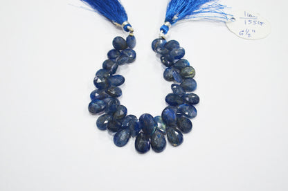 Sapphire Color Coated Labradorite Pear Shape Beads , 6.50 Inches , 9x11 - 10x13.50 mm , 32257