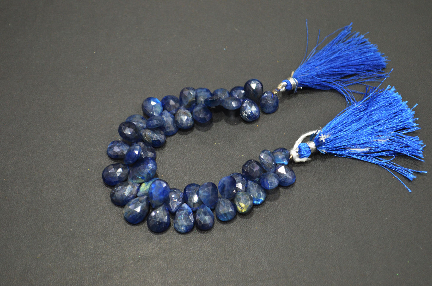Sapphire Color Coated Labradorite Pear Shape Beads , 6.50 Inches , 9x11 - 10x13.50 mm , 32257