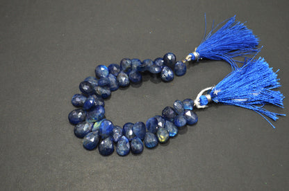 Sapphire Color Coated Labradorite Pear Shape Beads , 6.50 Inches , 9x11 - 10x13.50 mm , 32257