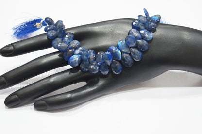 Sapphire Color Coated Labradorite Pear Shape Beads , 6.50 Inches , 9x11 - 10x13.50 mm , 32257