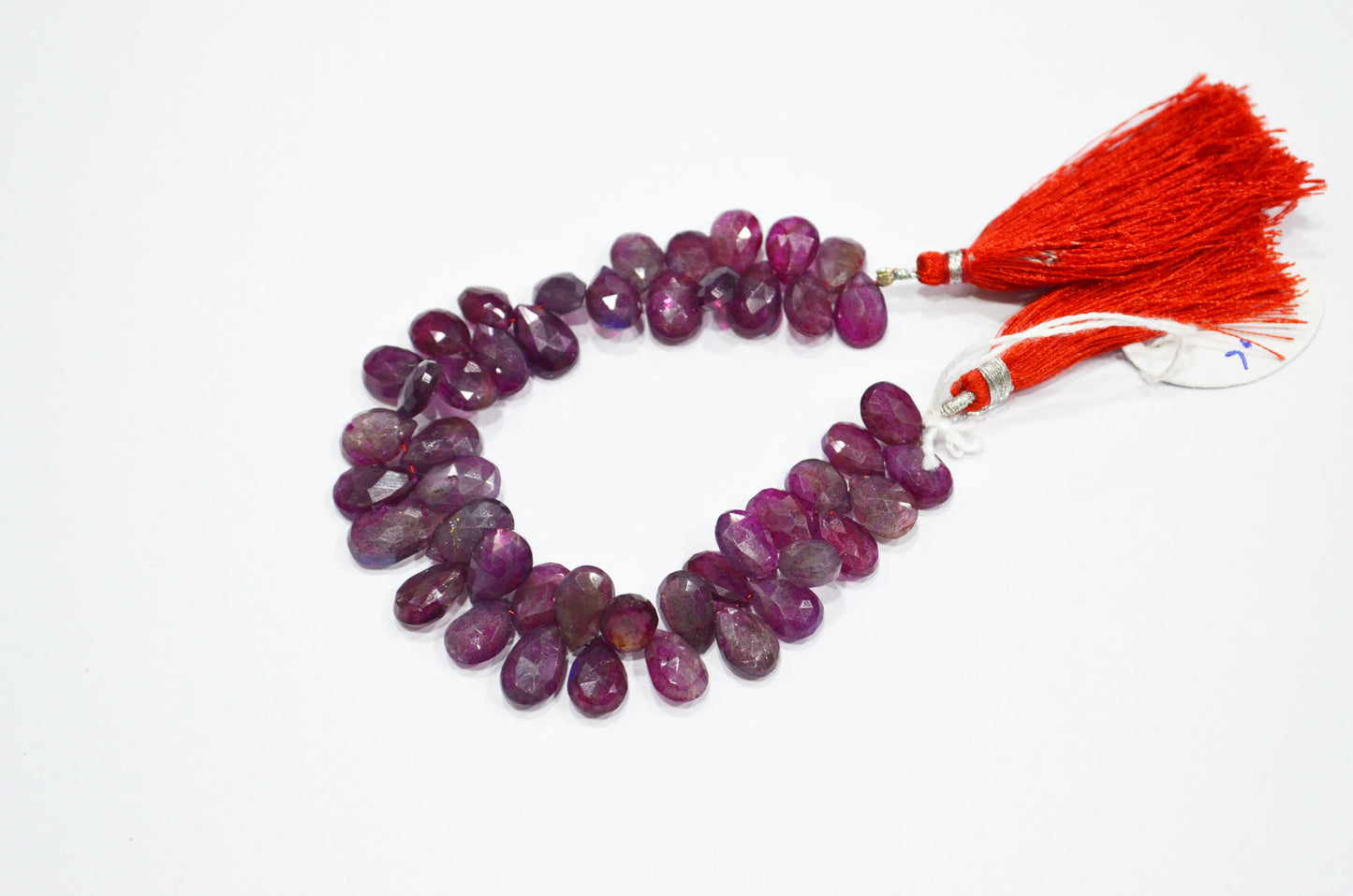 Ruby Color Coated Labradorite Pear Shape Beads , 7 Inches , 7.50x10 - 8x12.50 mm , 32259