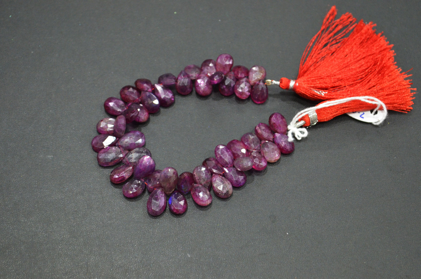 Ruby Color Coated Labradorite Pear Shape Beads , 7 Inches , 7.50x10 - 8x12.50 mm , 32259