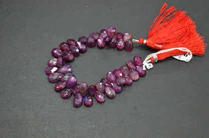 Ruby Color Coated Labradorite Pear Shape Beads , 7 Inches , 7.50x10 - 8x12.50 mm , 32259