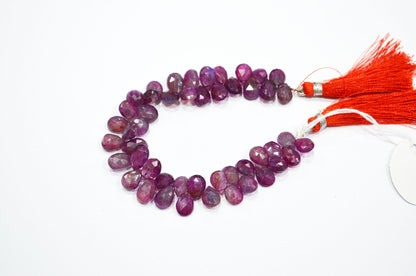 Ruby Color Coated Labradorite Pear Shape Beads , 7 Inches , 7.50x9 - 7.50x10 mm , 32261