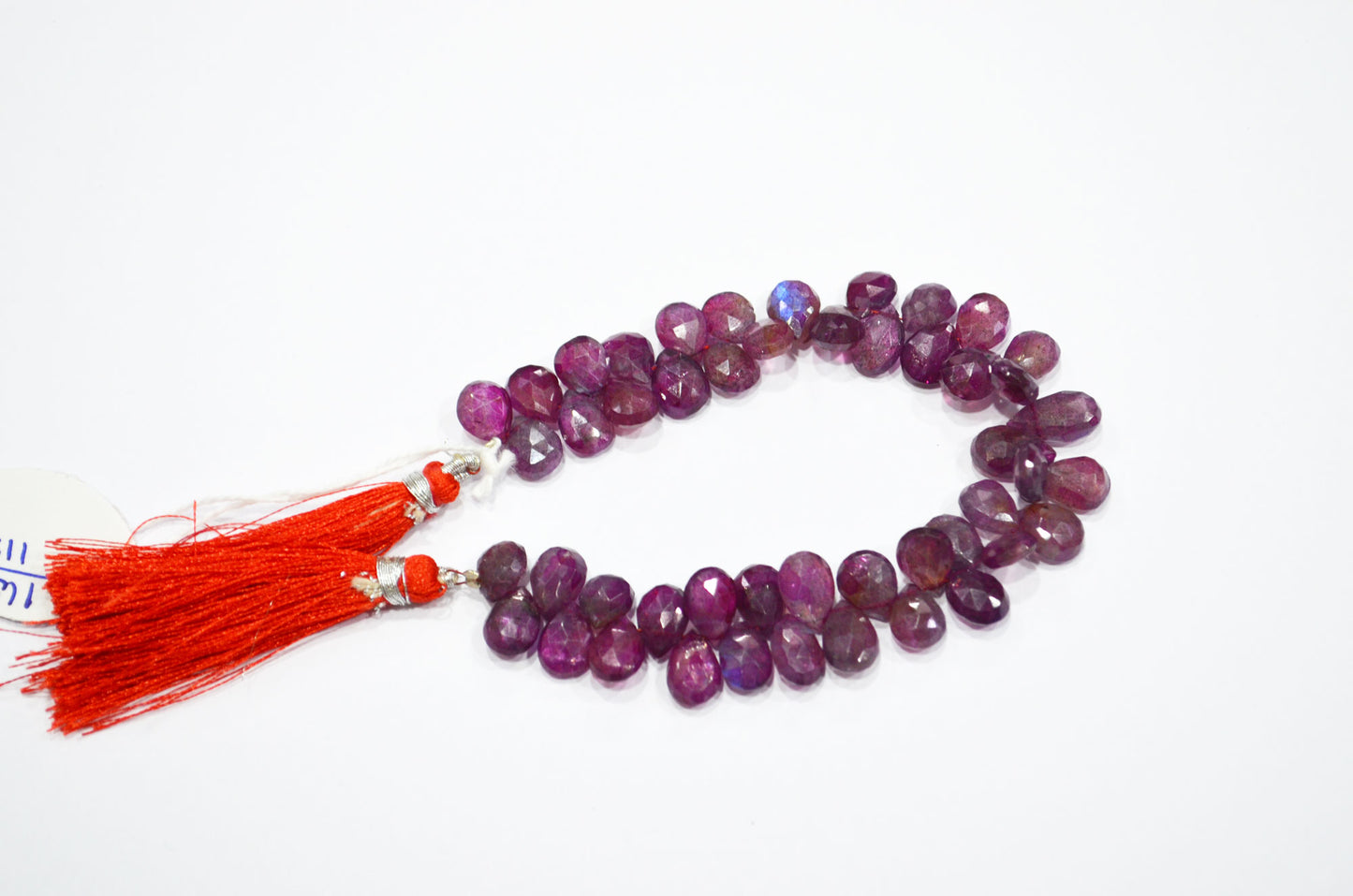 Ruby Color Coated Labradorite Pear Shape Beads , 7 Inches , 7.50x9 - 7.50x10 mm , 32261