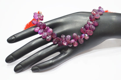 Ruby Color Coated Labradorite Pear Shape Beads , 7 Inches , 7.50x9 - 7.50x10 mm , 32261