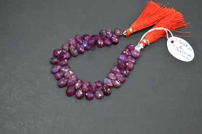 Ruby Color Coated Labradorite Pear Shape Beads , 7 Inches , 7.50x9 - 7.50x10 mm , 32261