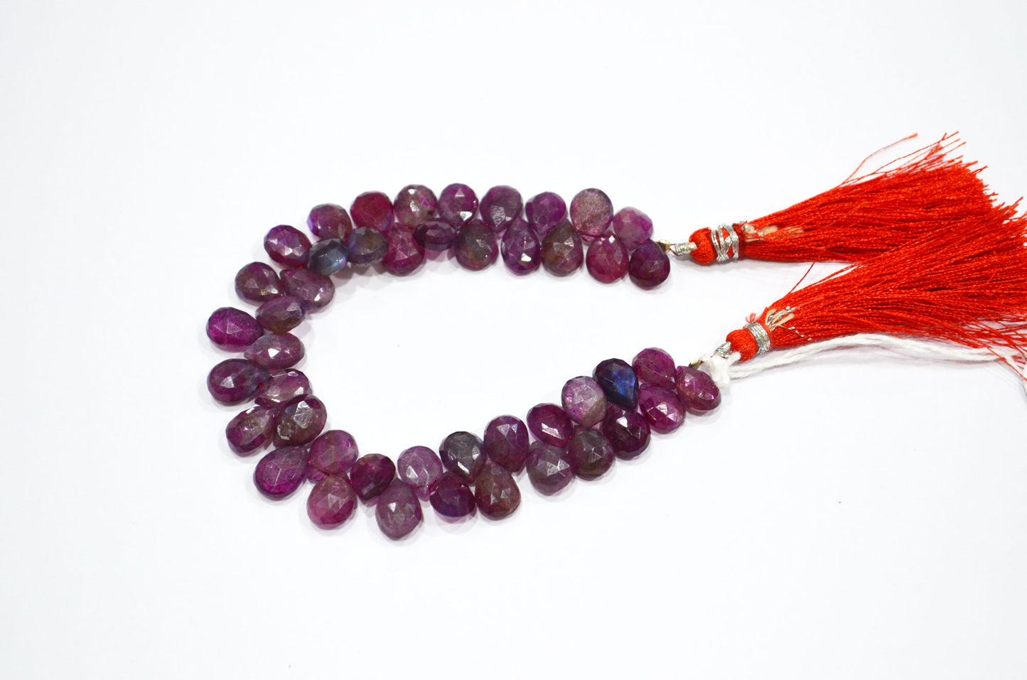 Ruby Color Coated Labradorite Pear Shape Beads , 7 Inches , 7.50x9 - 8x11 mm , 32262