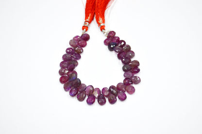 Ruby Color Coated Labradorite Pear Shape Beads , 7 Inches , 7.50x9 - 8x11 mm , 32262