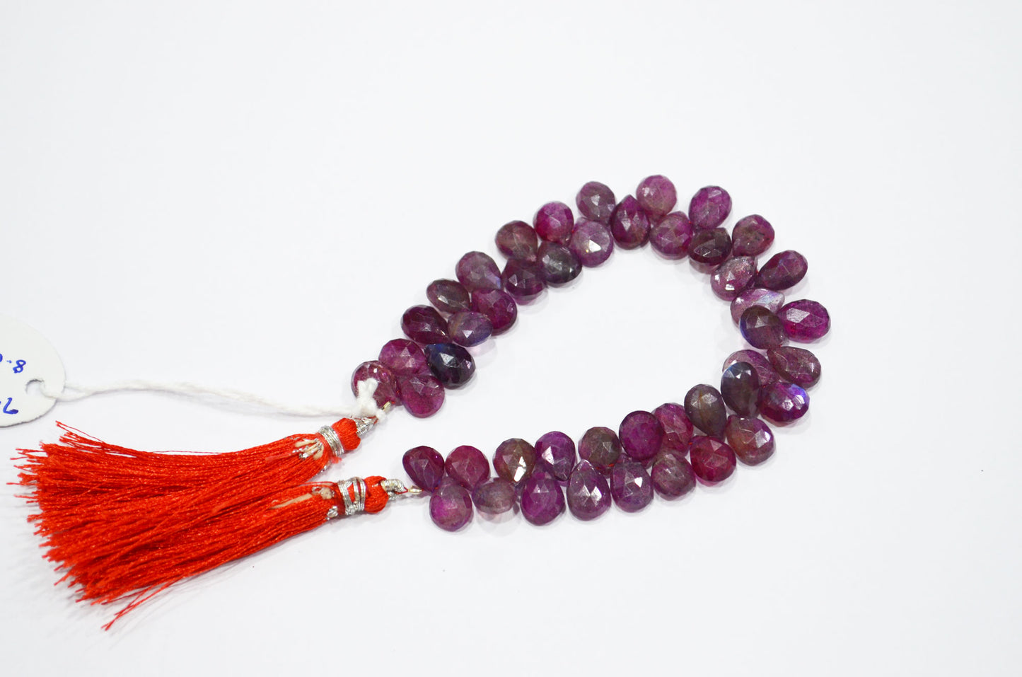 Ruby Color Coated Labradorite Pear Shape Beads , 7 Inches , 7.50x9 - 8x11 mm , 32262